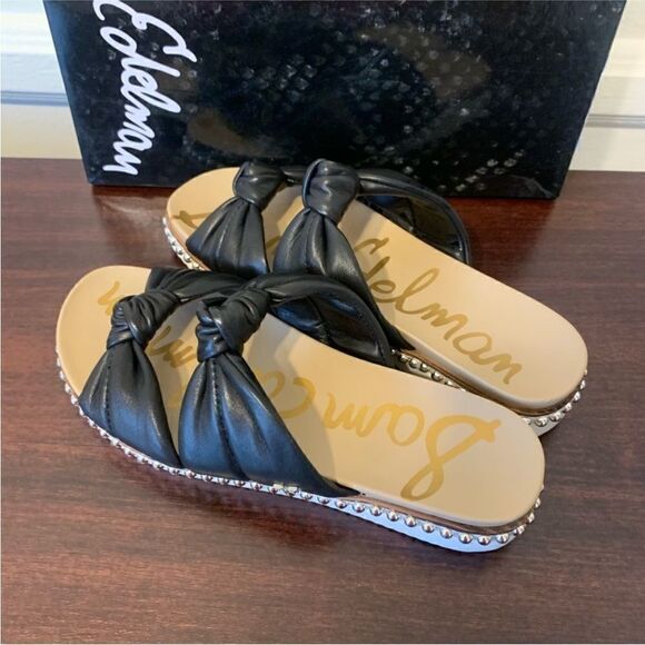 - Sam Edelman alyce knotted strap studded slide Leather sandal size 5 NWT - Picture 3 of 12